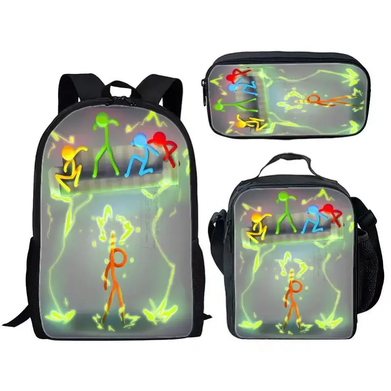 luxe populaire drôle alan becker impression 3d 3 pièces/ensemble sacs d'école pour élèves sac à dos pour ordinateur portable sac à dos sac à déjeuner à bandoulière trousse à crayons