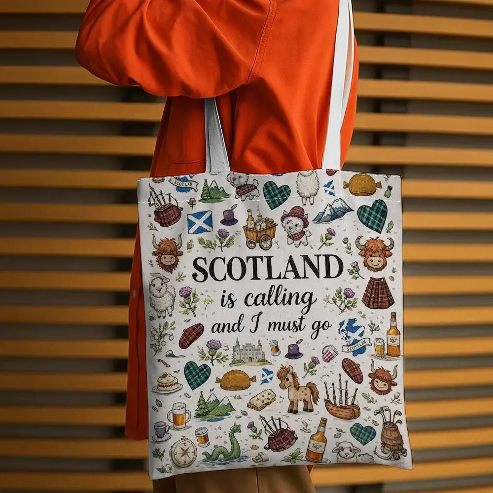 sac fourre-tout au design écossais amusant pour femmes, sac à bandoulière avec symbole écossais, sacs de courses non doublés, parfaits pour les courses et les cadeaux