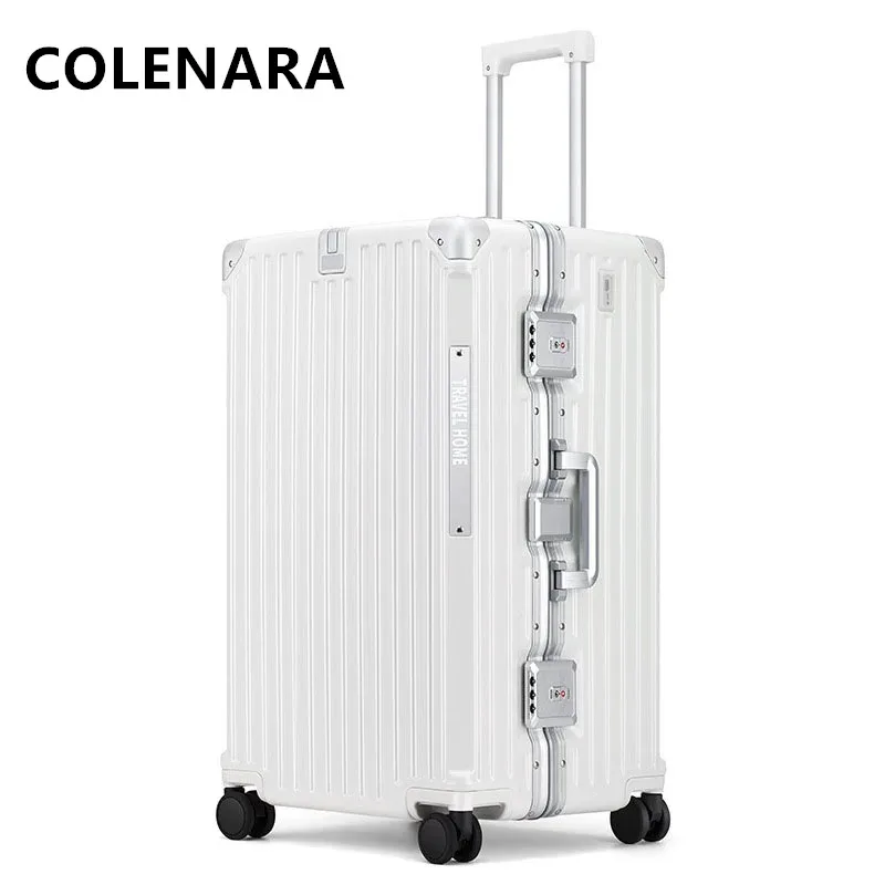 valise polycarbonate aluminium silhouette élégante bandes verticales design moderne roues toupie poignées télescopiques couleur noir blanc vert argent bagage voyage grande capacité