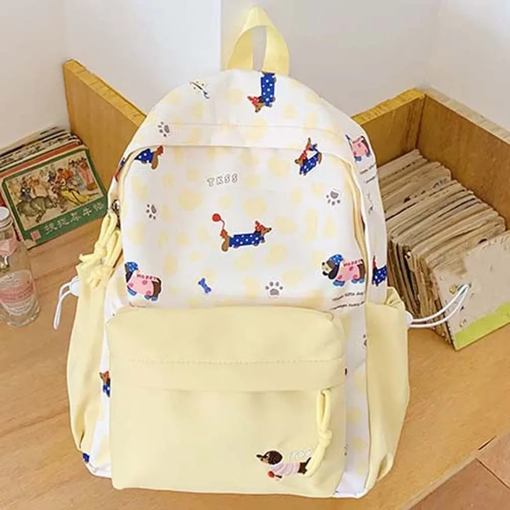 sac à dos en nylon pour étudiants, motif teckel, décontracté, durable, avec sangles fixes, en polyester, grande capacité, pour usage quotidien