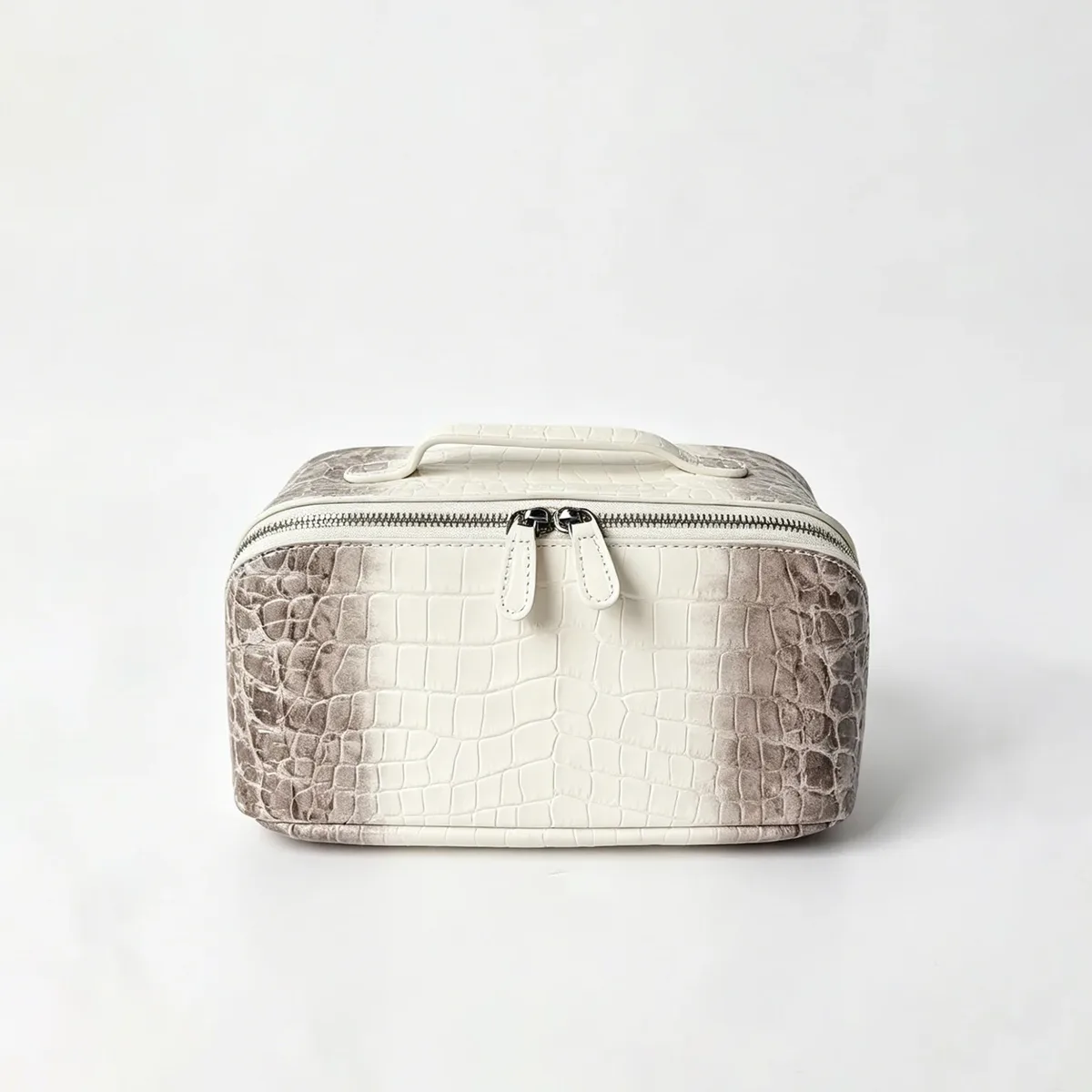 sac de maquillage en cuir véritable à motif pierre pour femmes, nouveau sac de toilette de voyage en cuir de vachette à motif crocodile de l'himalaya, sac de rangement pour cosmétiques