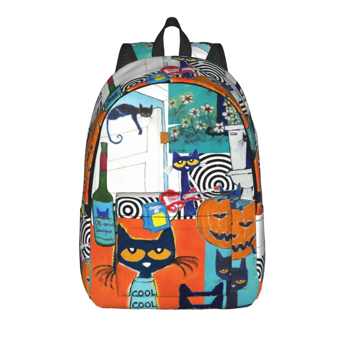 sac à dos pete le chat et ses chaussures blanches, sacs à dos d'entraînement unisexes en polyester, légers et élégants, sacs à dos pour lycée