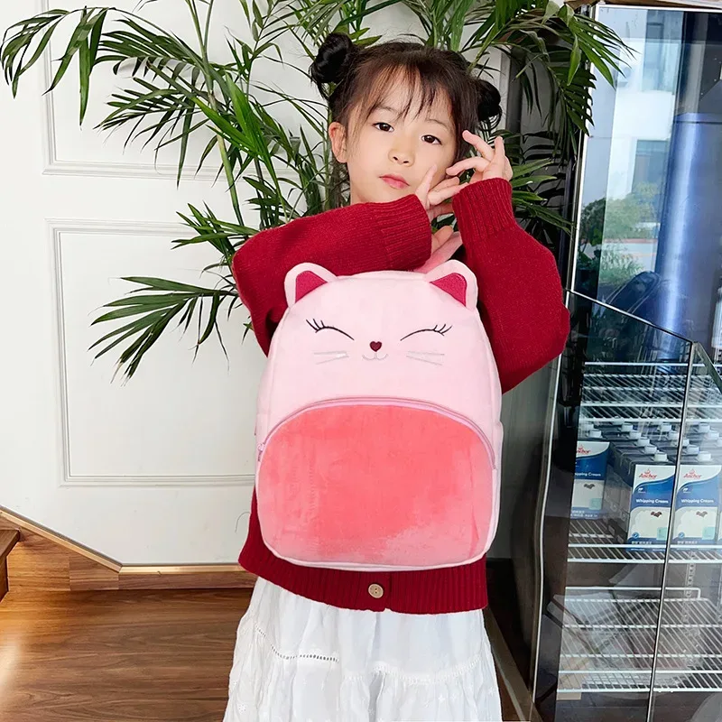 sac à dos pour fille avec motif de chat de dessin animé et nom personnalisé, texte brodé, sac à dos de loisirs et de voyage pour femme, cadeau de rentrée scolaire