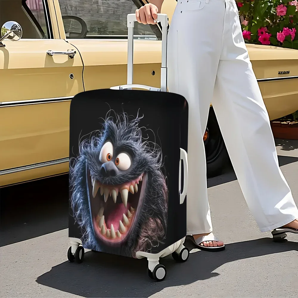 1 housse de bagage amusante à imprimé monstre. s'adapte aux valises de 18 à 32 pouces ; protège efficacement vos bagages.
