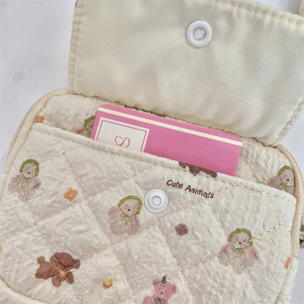 trousse cosmétique tissu coton motifs dessins animaux poche avant zippée format petite boîte usage voyage femmes