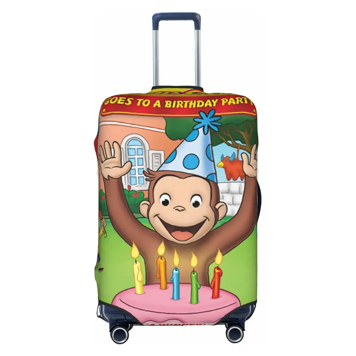 housse de valise anti-poussière, motif dessin animé curious george funny tv monkey anime, protection pour bagages de 18 à 32 pouces