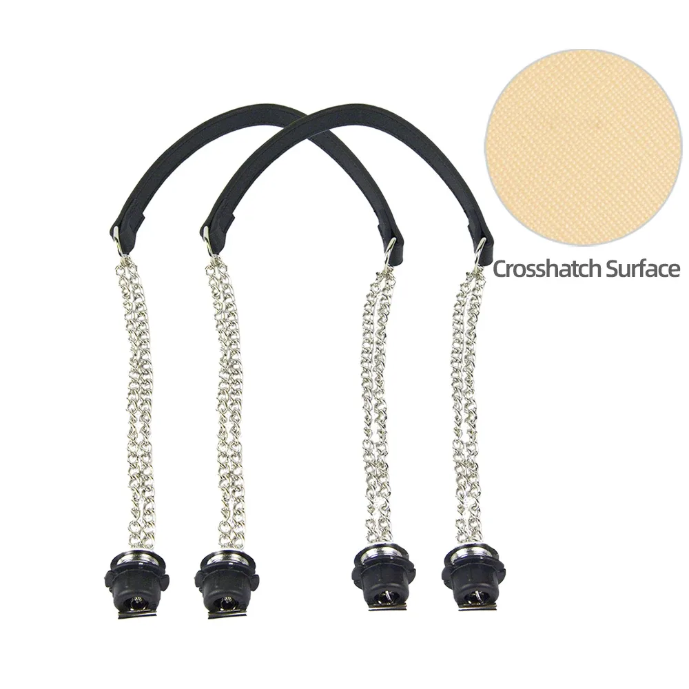 nouvelle paire de chaînes doubles longues argentées obag avec vis à placage métallique pour poignée obag, sac à main pour femme, sac à bandoulière