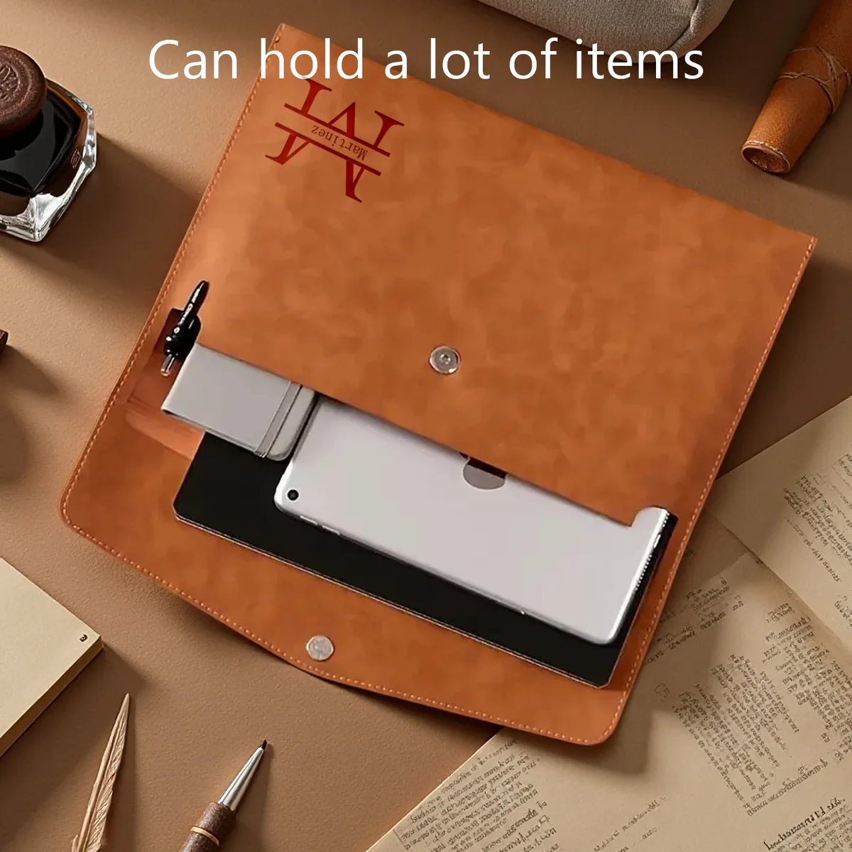Porte-documents A4 en cuir PU personnalisé avec nom, 5 couleurs, classeur pour le bureau et les voyages, organiseur élégant