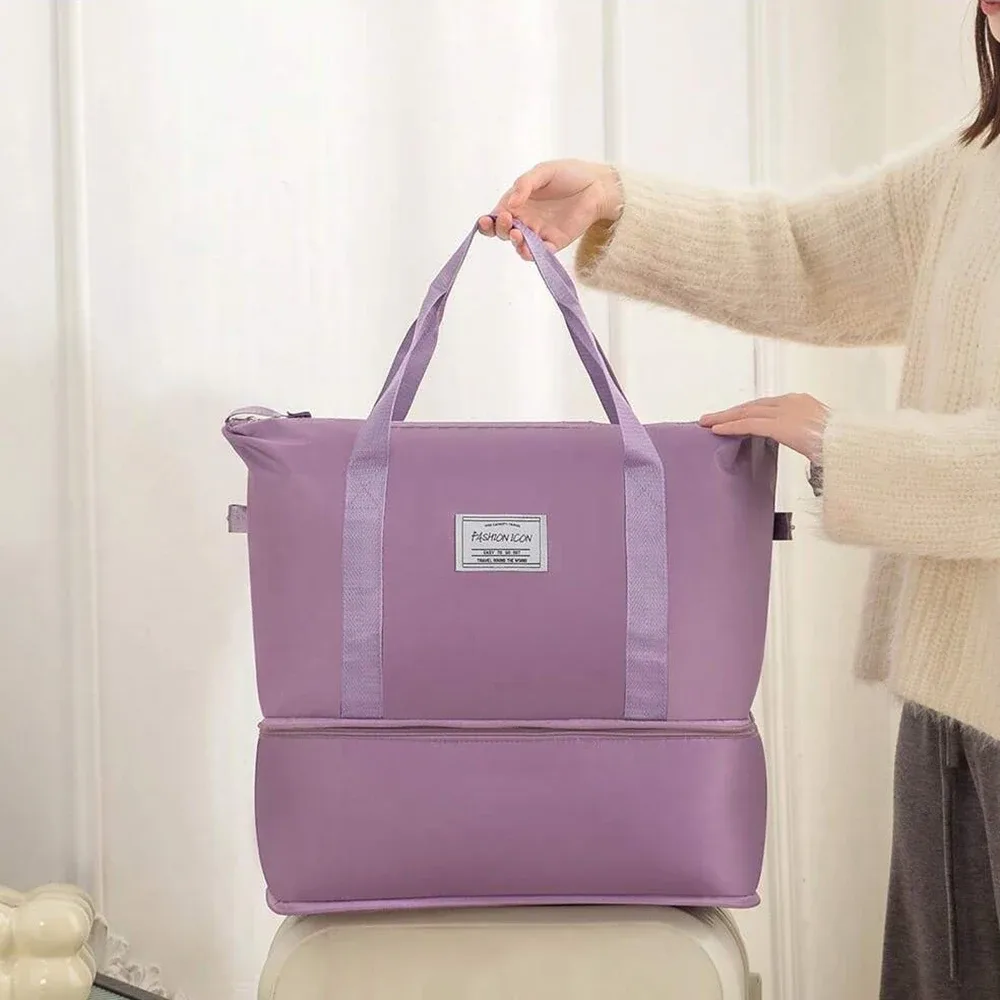 sac de voyage pliable promotionnel et tendance, grande capacité, double compartiment ; sac de rangement pour bagages ; sac à main multifonctionnel ; sac de maternité léger, portable et extensible ; sac de sport unisexe