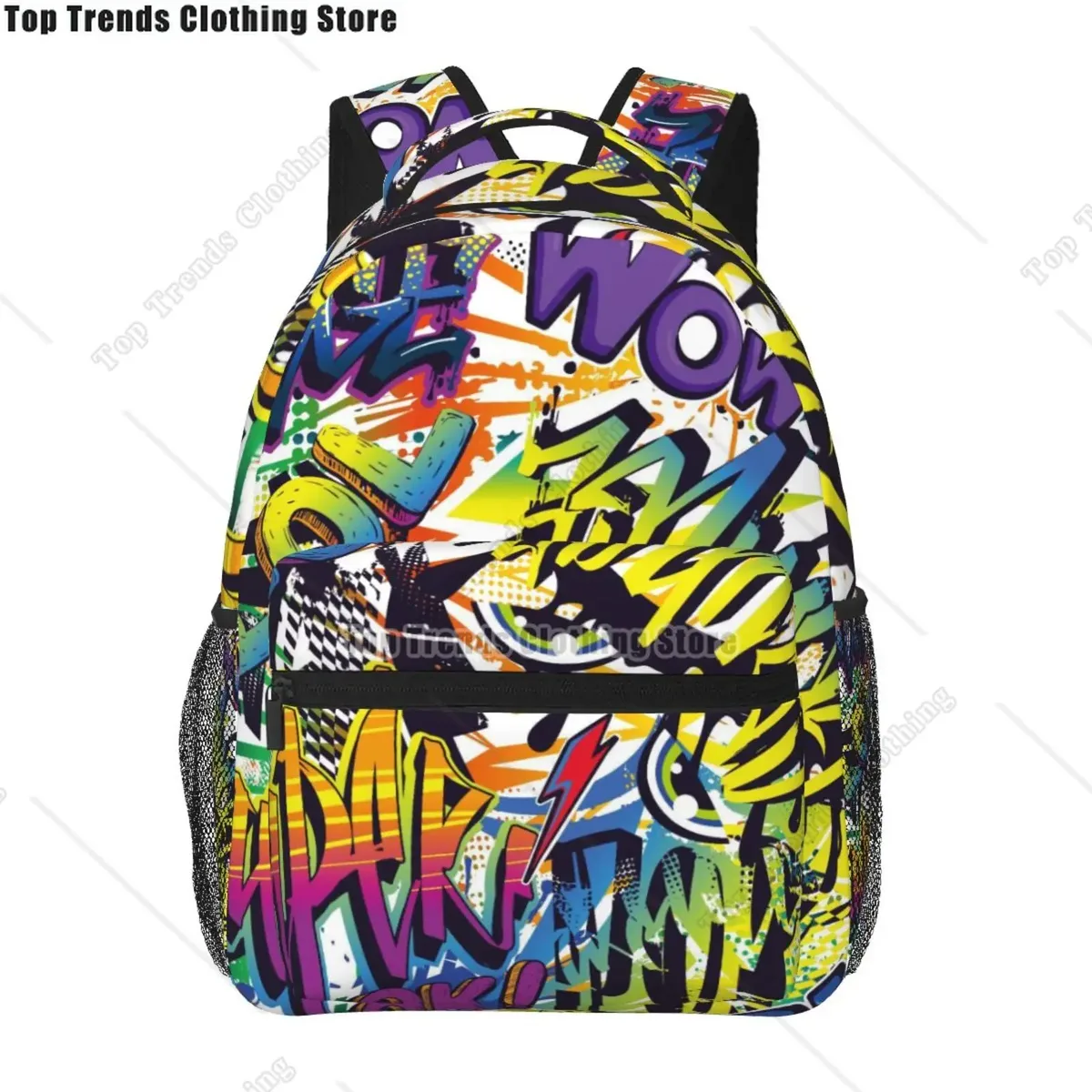 sac dos polyester imprimé graffiti omg savage symboles coeurs unisexe voyage école ordinateur portable