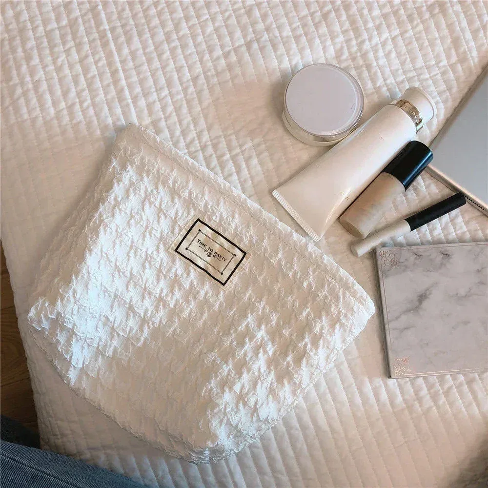 trousse de maquillage florale en toile pour femme, grands sacs à cosmétiques, poudres, grande capacité, sacs de rangement de voyage, pochette simple pour femme