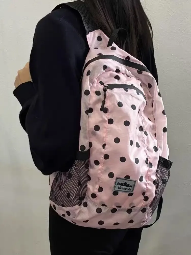 sac à dos en nylon à pois 2026, nouveau sac à dos ultraléger d'été grande capacité, sac à dos coréen tendance