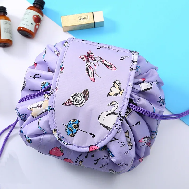sac à cosmétiques à cordon de serrage pour femmes, sac de rangement de voyage, sac de maquillage, organisateur, pochette de maquillage portable étanche, trousse de toilette et de beauté