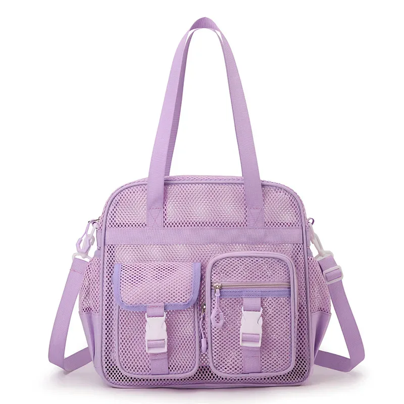 sac de voyage transfrontalier en maille ajourée à bandoulière unique, séchage rapide, respirant, pour la plage, le fitness et les voyages décontractés