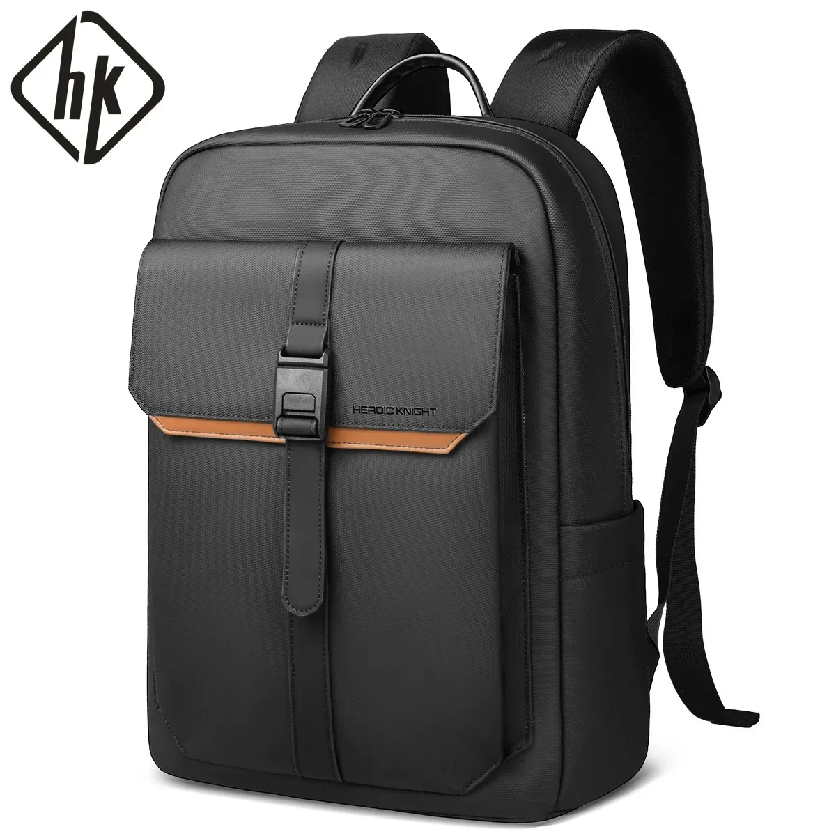 hk – sac à dos d'affaires élégant pour hommes, étanche, à rabat de 15.6 pouces, pour ordinateur portable, plusieurs poches, sac de jour décontracté pour le travail et l'école