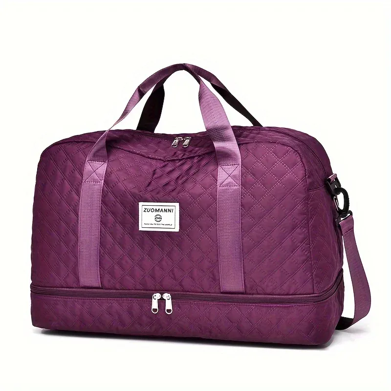 sac de voyage décontracté en nylon, grande capacité pour le sport et le fitness, sac de week-end portable à plusieurs poches pour la nuit.