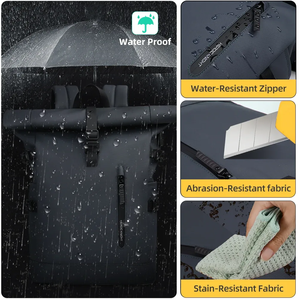 hk grand sac à dos pour ordinateur portable 15.6 pouces hommes sac à dos de voyage antivol pour affaires université vélo école sac à dos avec port usb