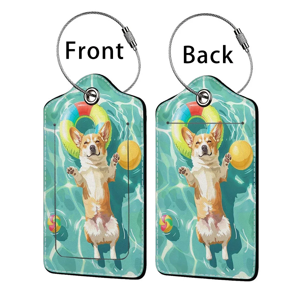 offre spéciale mignon chien en cuir affaires étiquette de bagage valise adresse étiquette bagages embarquement étui étiquette nom id adresse clip