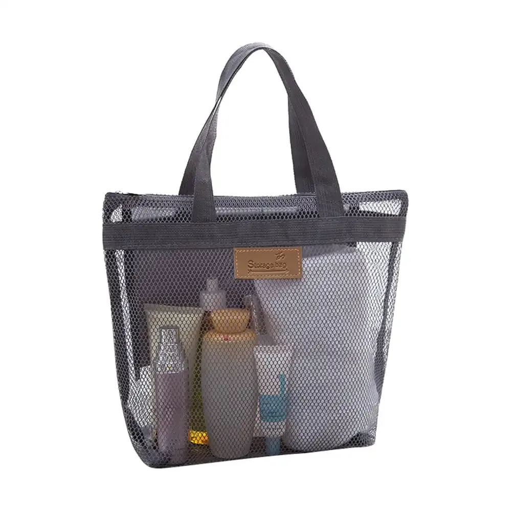 grande sacoche de toilette en maille, organiseur de douche portable avec poignées robustes, fermeture éclair, sac de rangement de voyage pour la plage et la natation