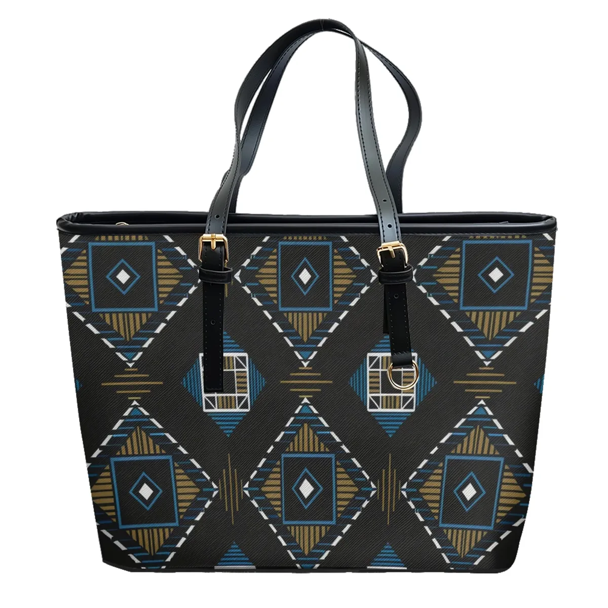 sac à bandoulière en cuir pvc oxford imprimé aztèque rétro, fourre-tout léger à fermeture éclair, minimaliste, usage quotidien, sac à main convertible pour le travail et le week-end
