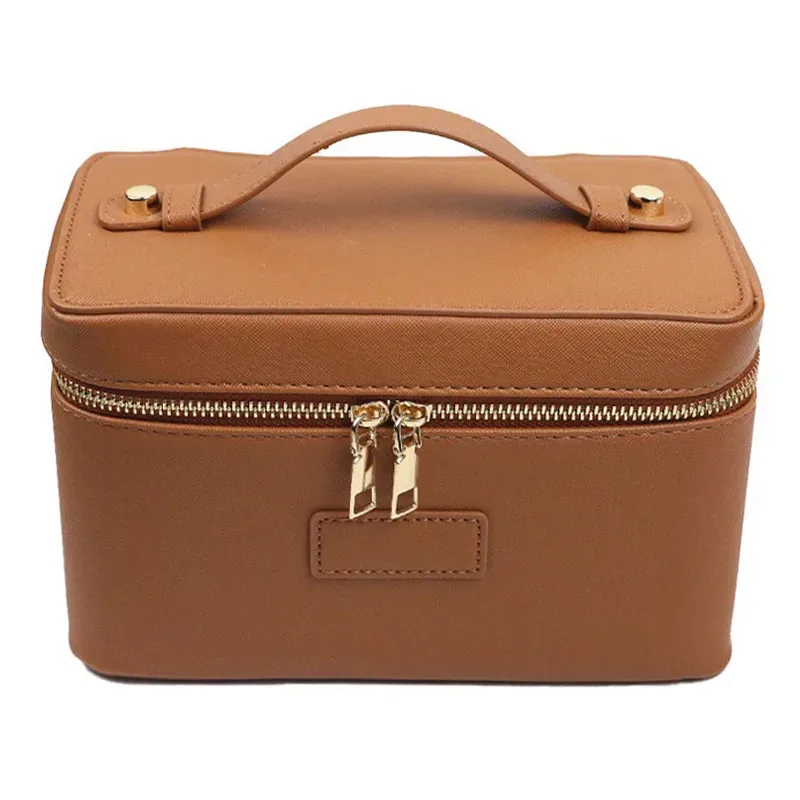 trousse de toilette de voyage personnalisable en cuir saffiano pour femme, sac de rangement portable suspendu pour maquillage et cosmétiques