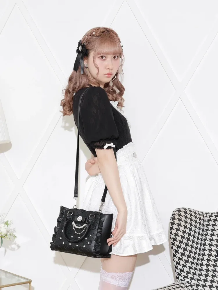 sac à main en strass et pierres précieuses de style japonais, fourre-tout lolita, nouveau sac à dos mignon pour femmes, sac à bandoulière avec nœud, 2 voies