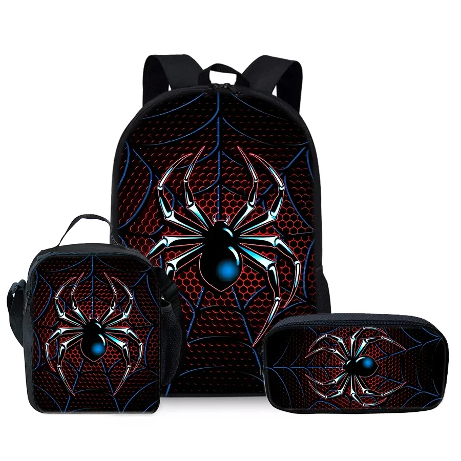 sacs à dos trois pièces à motif araignée pour garçons et filles, meilleurs cadeaux, sac à dos scolaire 3d dessin animé pour enfants