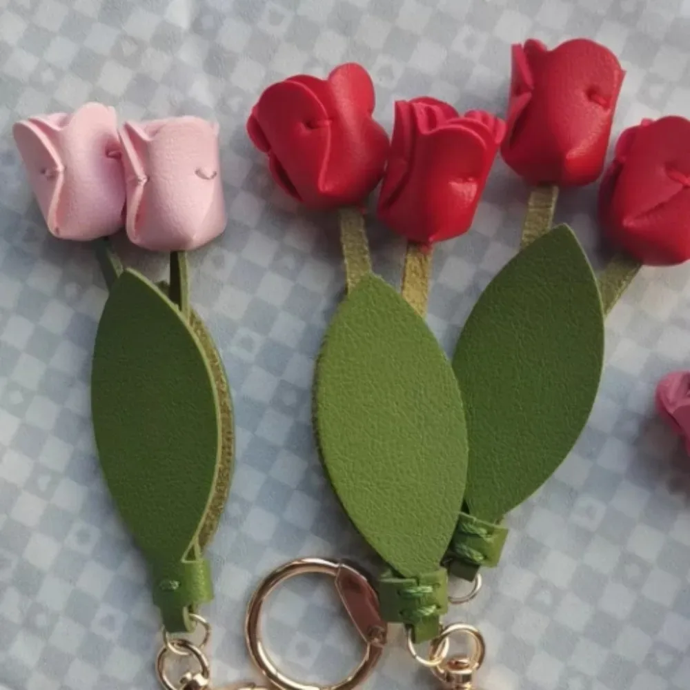 pendentif de sac tulipe en cuir pu, dopamine, frais, décoration de sac à dos, accessoires assortis, breloques de sac, lanière florale, cadeau