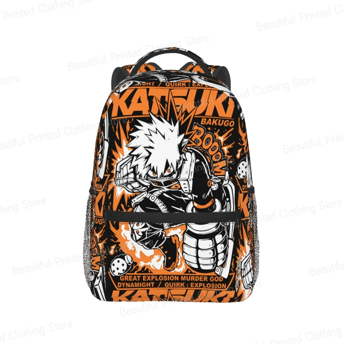 sac dos polyester dessin animé orange noir compartiments documents usage voyage école loisirs adolescents