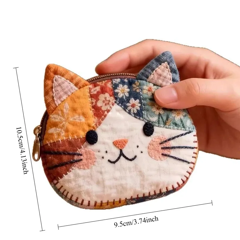 porte-monnaie pour chat de style japonais avec blocs de couleur, trousse de maquillage mignonne et élégante, sac de rangement pour fournitures scolaires, avec ensemble de règles, organisateur portable de petits objets à motif de dessin animé, rangement pour cosmétiques