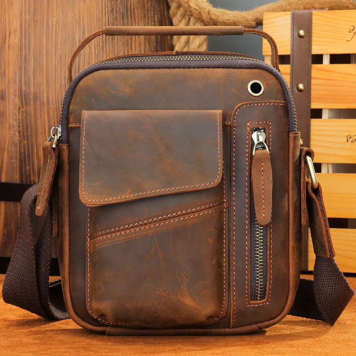nouveau sac à bandoulière en cuir de vache pour hommes décontracté grande capacité sac à bandoulière pour hommes