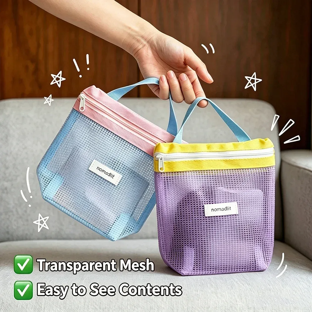 sac de toilette portable, sac cosmétique de voyage et de natation, sac à main pour voyage d'affaires, sac de bain en maille imperméable, sac de sport et de plage, sac de rangement