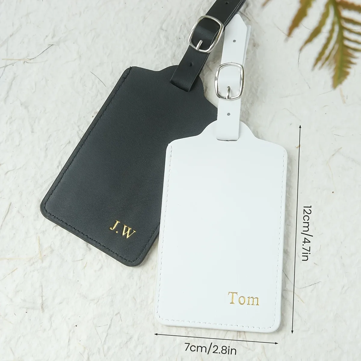 étiquette de bagage personnalisée avec nom en estampe à chaud | monogramme doré, léger, élégant, porte-documents, accessoires de voyage, style décontracté
