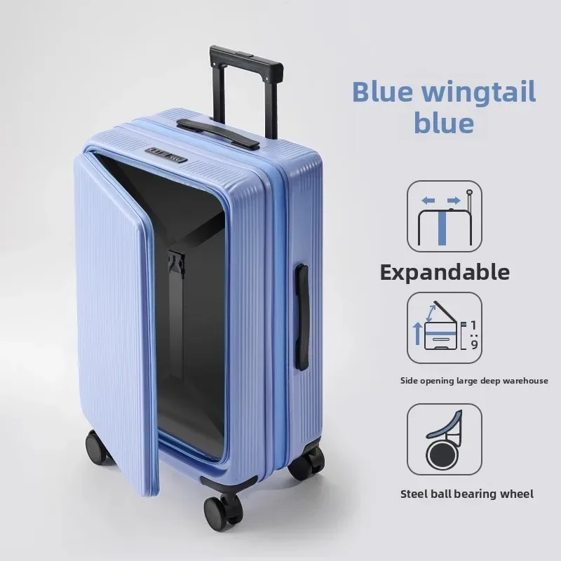 klqdzms 20 "22" 24 "26" 28 pouces bagages de voyage abs + boîtier d'embarquement pc extensible ouverture avant boîtier de chariot pour ordinateur portable valise de cabine