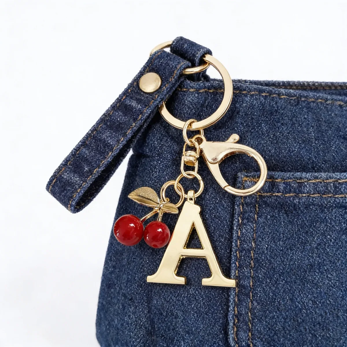 porte-clés élégant en or de qualité supérieure, pendentif 3d alphabet a-z, accessoire cœur rouge, anneau de porte-clés argenté tendance, pour sac/ordinateur portable