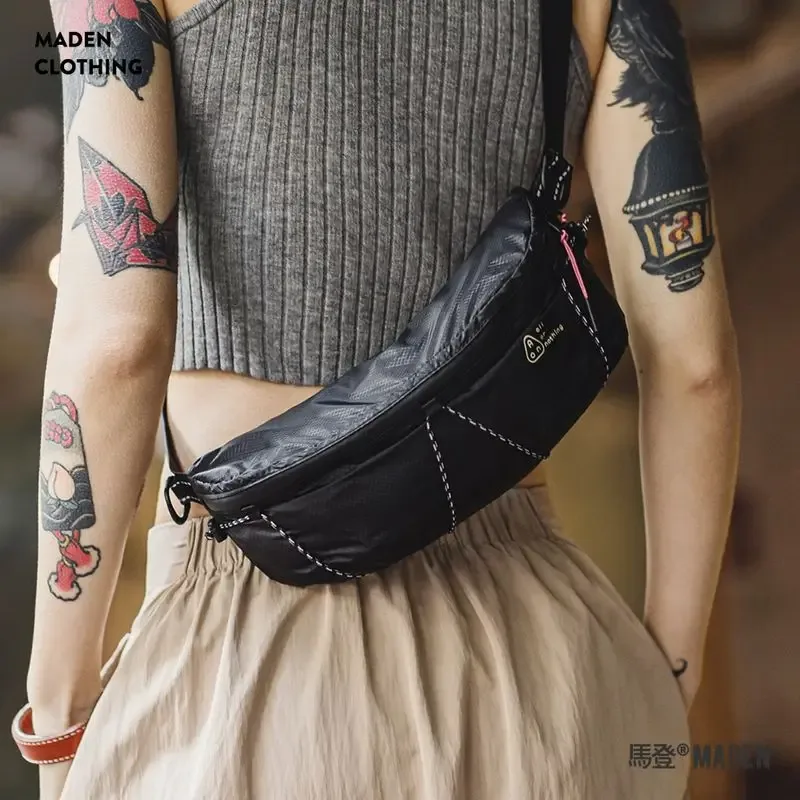 maden – sac à bandoulière tactique noir réglable, sac de taille unisexe pour l'extérieur, sac de poitrine pour moto, pour cyclisme, voyage, porte-monnaie