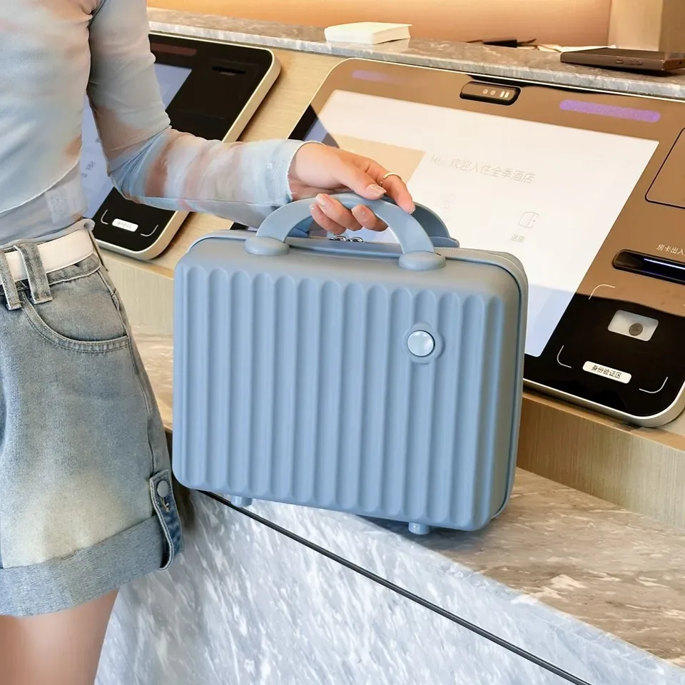 valise abs de 14 pouces, sacs à cosmétiques, étui de voyage d'affaires léger, étui d'hébergement pour étudiants, sac de rangement de maquillage, cadeau souvenir.