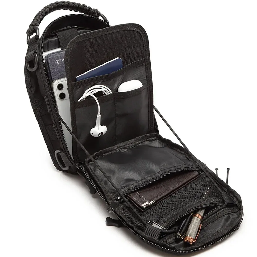 sac de poitrine en plein air pour hommes, sac à bandoulière tactique, sac à dos à bandoulière 900d oxford montagne camping pêche trekking molle mi