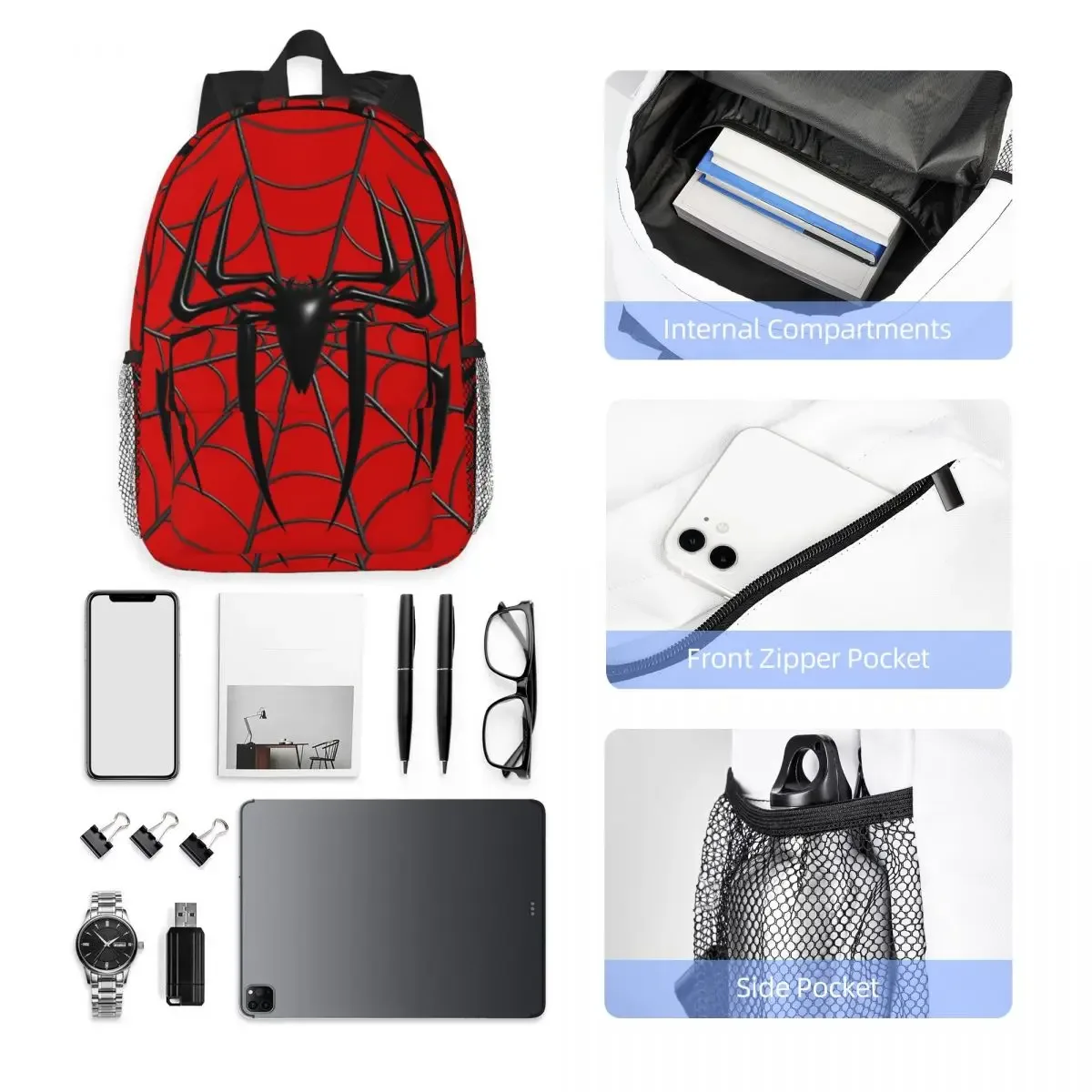 sac à dos spider and web, sac à livres pour étudiants, sac d'école pour enfants, sacs à bandoulière pour ordinateur pour hommes et femmes