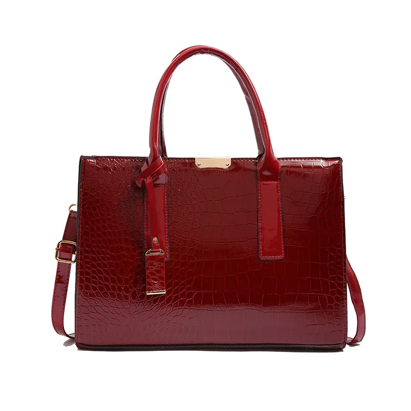 sac à bandoulière crocodile en cuir verni pour femmes, sacoche de bonne qualité pour dames