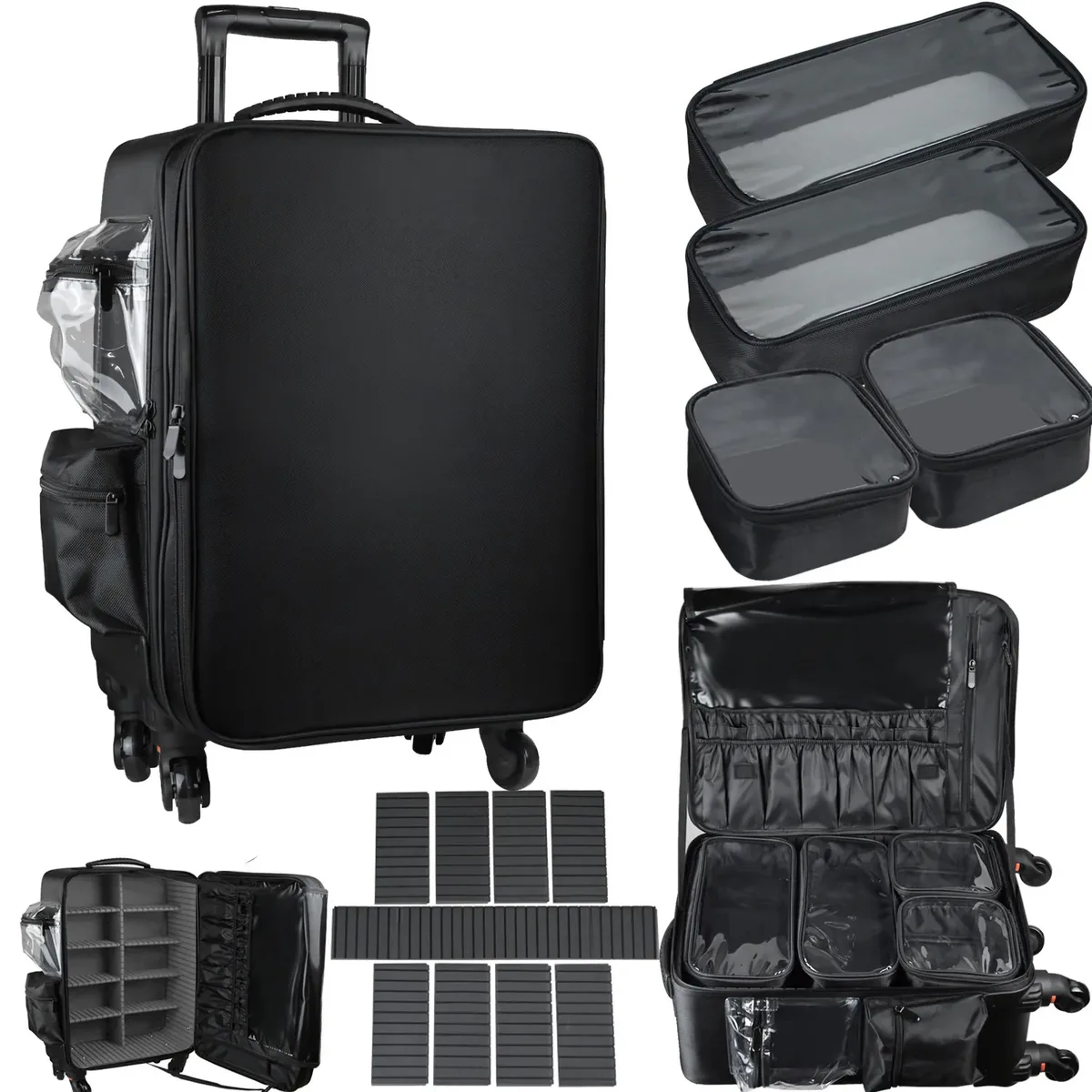 mallette de maquillage professionnelle chariot étui à cosmétiques bagages roulants valise de voyage organisateur de maquillage sacs à roulettes avec roues