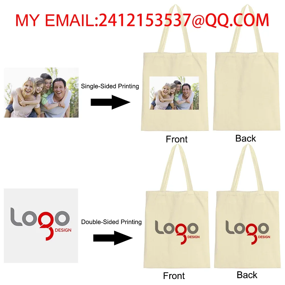 50pcs bricolage personnel personnalisé sac fourre-tout shopping ajouter votre logo imprimer conception originale voyage toile sacs à bandoulière femmes sacs à main