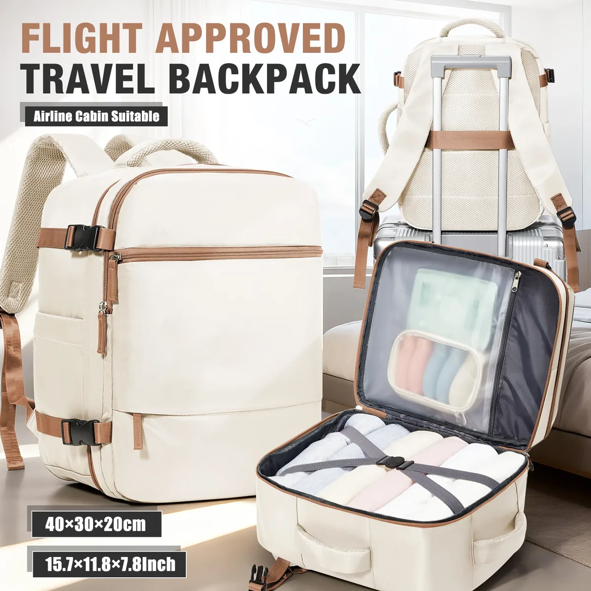 sac à dos de voyage pour avion 40x30x20, sac à dos ryanair pour ordinateur portable, bagage à main, sac à dos de voyage portable pour femmes et hommes