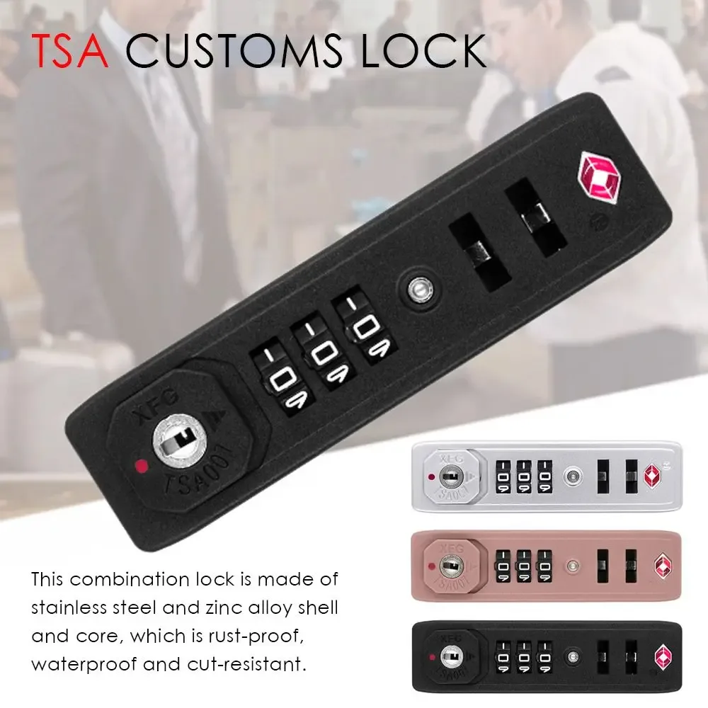 cadenas sécurité antivol bagages serrure douanière tsa code combiné froissé rose marron doré nylon tsa007