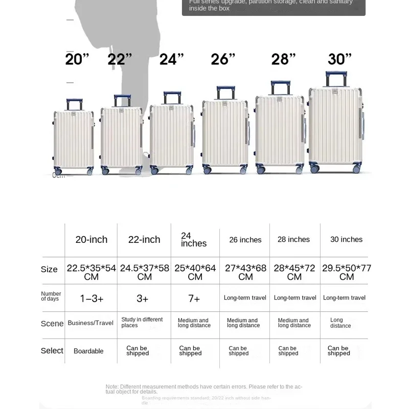 valise de voyage cadre en aluminium nouveau boîtier de chariot pour hommes 28/ 30 pouces bagages de grande taille 20 pouces mot de passe valise à main valise de cabine