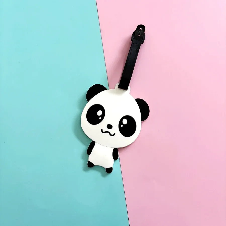 étiquette de bagage panda mignon, 1 pièce/2 pièces, pour voyage d'affaires, aéroport, sac à dos, anti-perte, étiquette d'identification, pendentif, signe de nom de travail