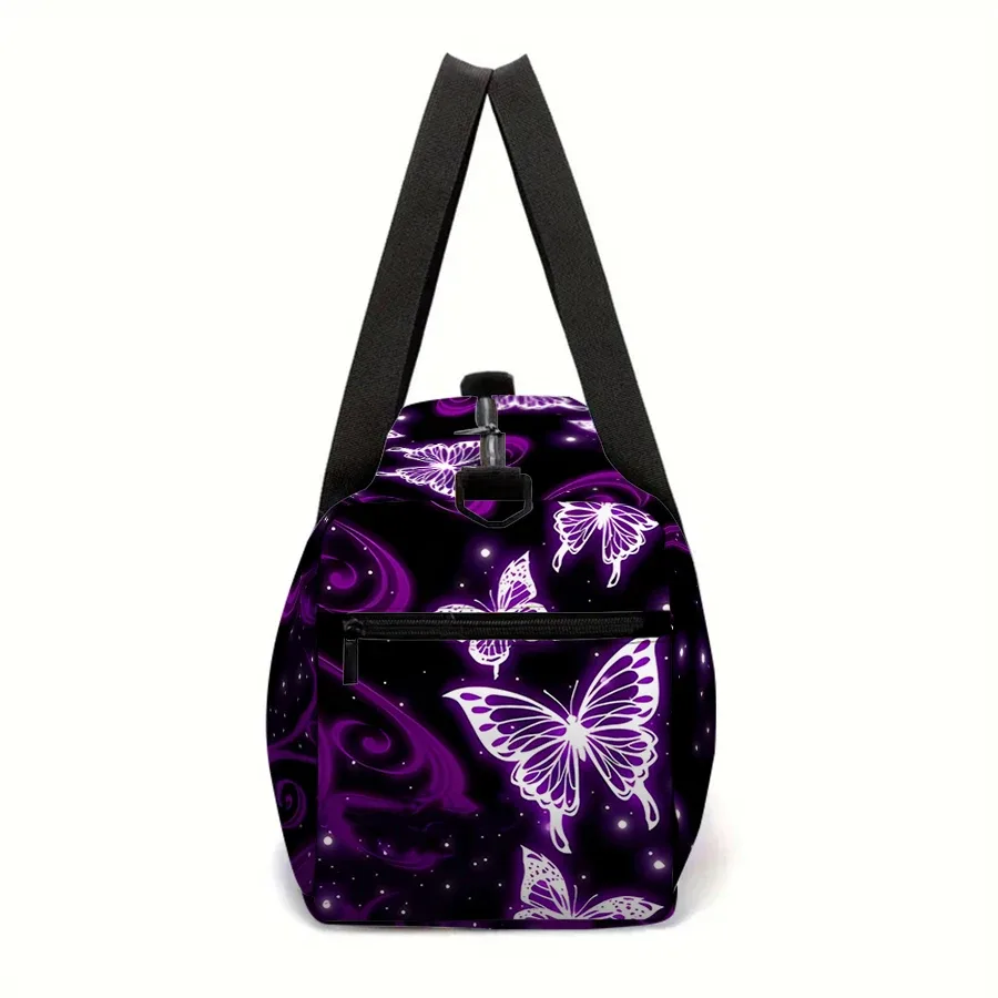 grand sac de voyage pour femmes, motif papillon violet, fourre-tout multifonctionnel, sacs à main imperméables, sacs de sport pour garçons/filles