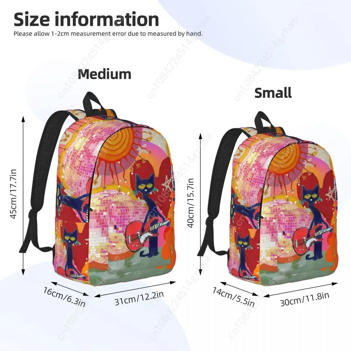 pete the cat i love my white shoes sac à dos pour lycée, sac à dos d'affaires avec motif de chats de dessin animé pour hommes et femmes, sac à bandoulière pour ordinateur portable
