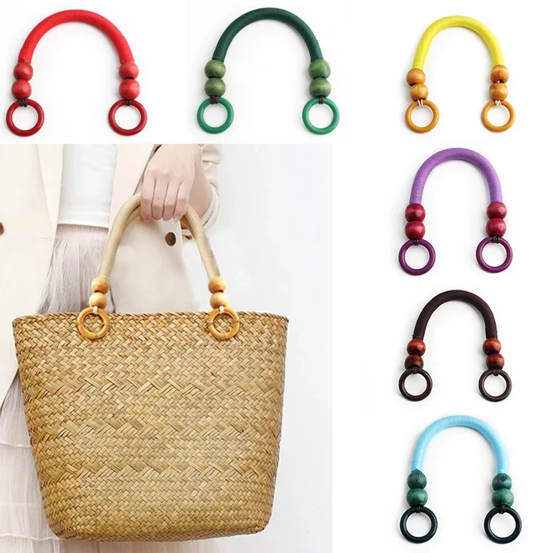 sangle de portefeuille en ulde nylon avec perles en bois, poignée de remplacement, quatre perles en bois, sac à bandoulière en forme de u, poignée de boîte-cadeau, 4 pièces