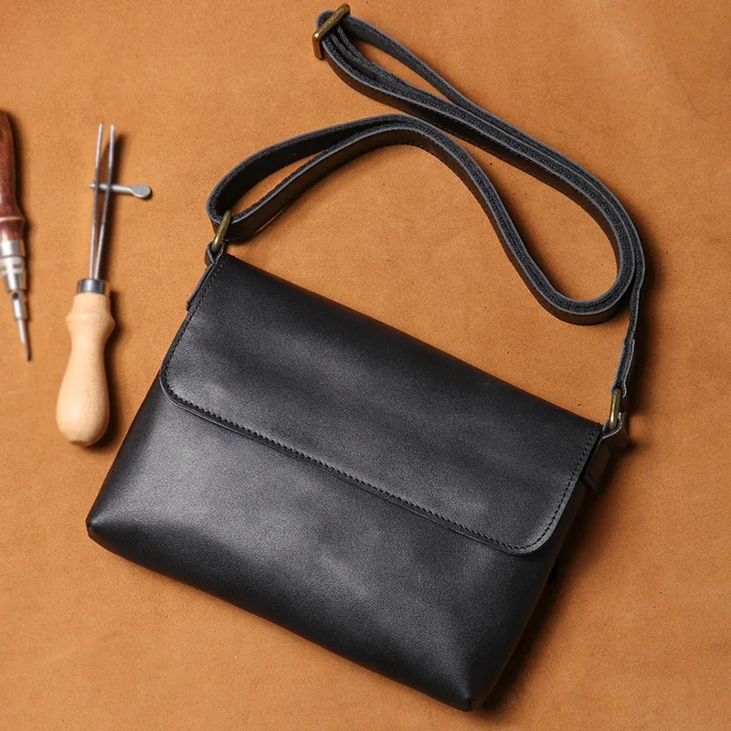 guro-sac messager vintage en cuir véritable pour homme, sac à bandoulière, cuir de vachette cheval, élan, haute qualité, rabat 03, 8 pouces, isub